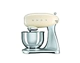 Smeg Batidora amasadora SMF01CREU, 800 W, Acero Inoxidable, 10 Velocidades, Crema