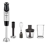 Moulinex DD65H8 Quickchef - Batidora de mano 1000 W con 4 accesorios, 1000 W, 10 velocidades, accesorio pasapuré, picadora, varillas, vaso medidor y pie metálico, cuchillas de acero robustas
