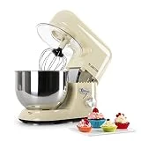 Klarstein Bella Morena - Robot de cocina, Batidora, Amasadora, 1200 W, 5,2 litros, 1,6 PS, Batido planetario, 6 niveles de velocidad, Recipiente de acero inoxidable, Crema