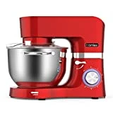 Homlee Batidora Amasadora 1500w con Bol de 5,5 litros y Ganchos para Batir, Amasar y Mezclar, Bajo Ruido Batidora de Reposteria,Roja