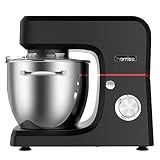 Homlee 1800W Profesional Batidora Amasadora, Amasadora de Bajo Ruido para Repostería, Robot de Cocina Automática Multifuncional, Robot Multifuncional,6.5 litros, 6 velocidades negro