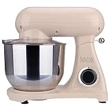 Robot de cocina multifunción de diseño vintage, 1800 W, cuenco de acero inoxidable, 6,5 l, color marfil crema