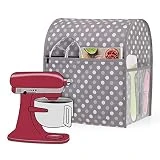 Luxja Antipolvo Funda para Batidora Amasadora, Cubierta para KitchenAid Batidora Amasadora (Adecuado 5,6-7,5 litros Batidora Amasadora), Puntos Grises