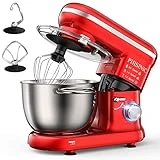 PHISINIC Batidora Amasadora 1500W, Amasadora de Pan Para Repostería, 5.5L Robot de Cocina Amasador, Bajo Ruido, Potente y Profesional, 6 Velocidades con Pulso, Bol de Acero Inoxidable, Rojo