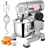 VEVOR Batidora Amasadora repostería Profesional de 3 Velocidades Soporte Comercial Acero Robot de Cocina con Protector para Salpicaduras Batidora de Varillas (20L)